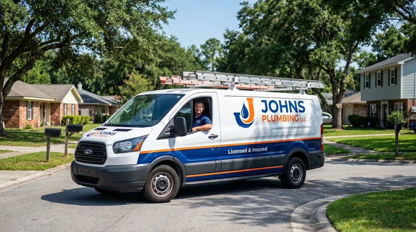 Johns Plumbing LLC service van in Litchfield, CT