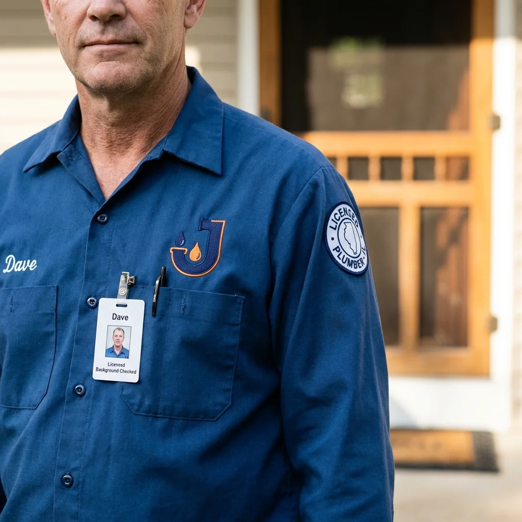 Licensed plumber showing ID badge in Litchfield, CT